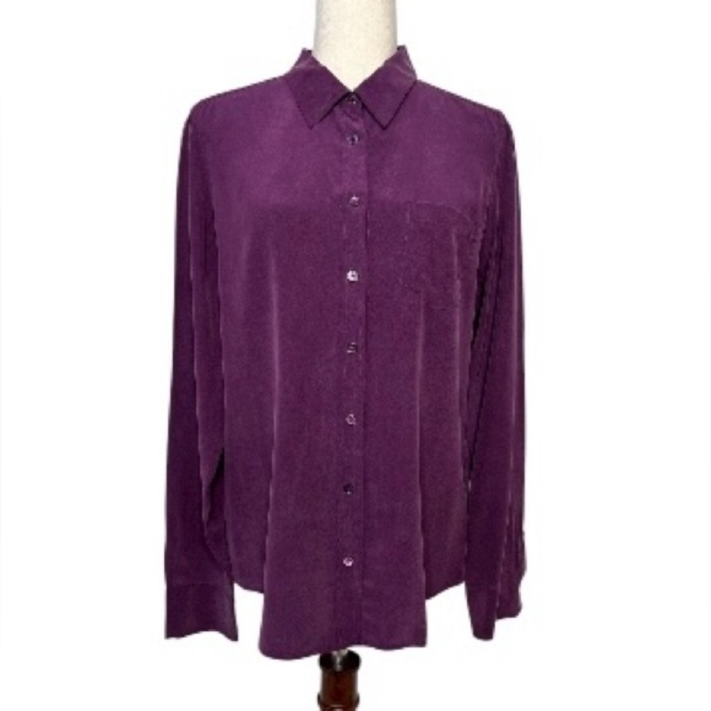 Equipment Femme Plum Collared Silk Blouse Size Large